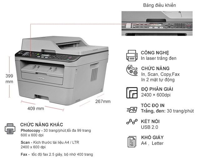 Máy in đa chức năng Brother MFC - L2701DW